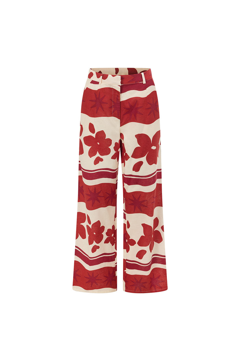 Red Sienna Sunset Print Del Mar Trouser Pants