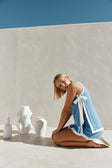 Blue Knit Longline Mini Kenia Dress