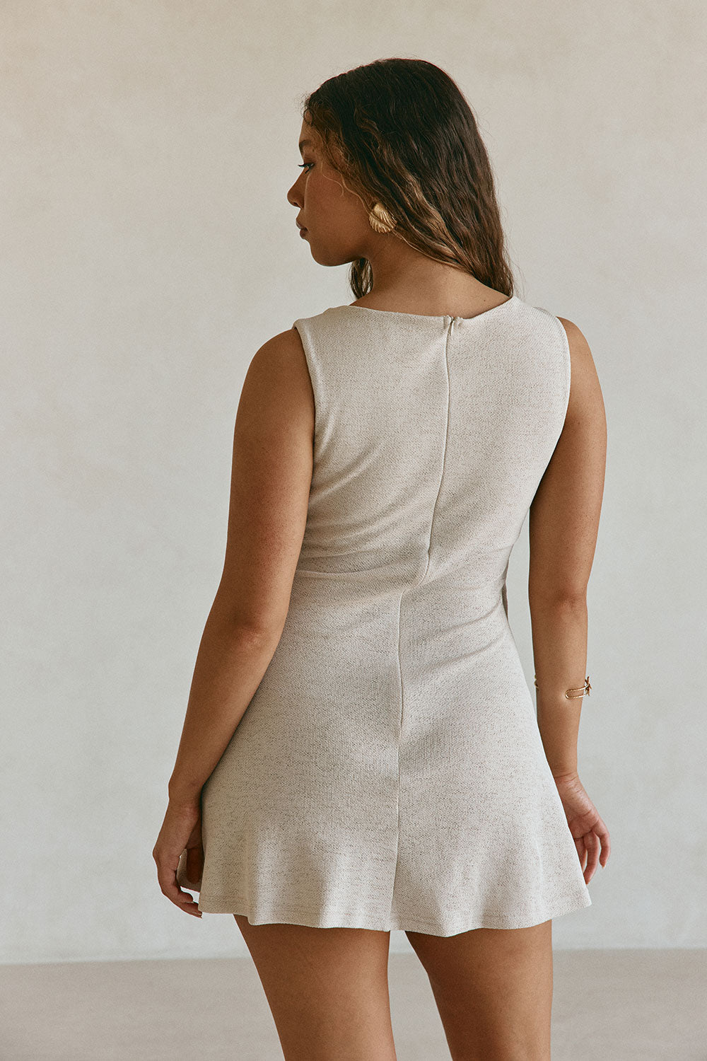 Beige Wrap Mini Kiana Dress