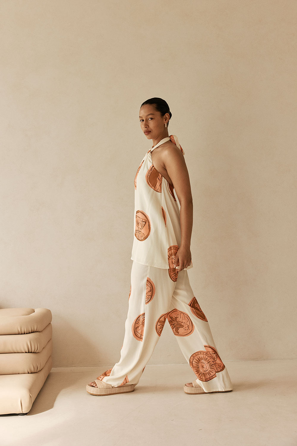 Beige Nomisma Sea Shell Print Drawstring Rosalee Paints