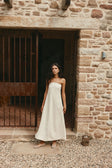 Beige Strapless Cut Out Side Split Maxi Belen Dress