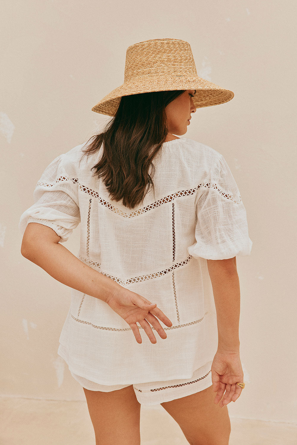 White Cheesecloth Puff Sleeve Amelia Top