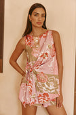 Pink Botanic Patch Floral Print Wrap Kimber Playsuit