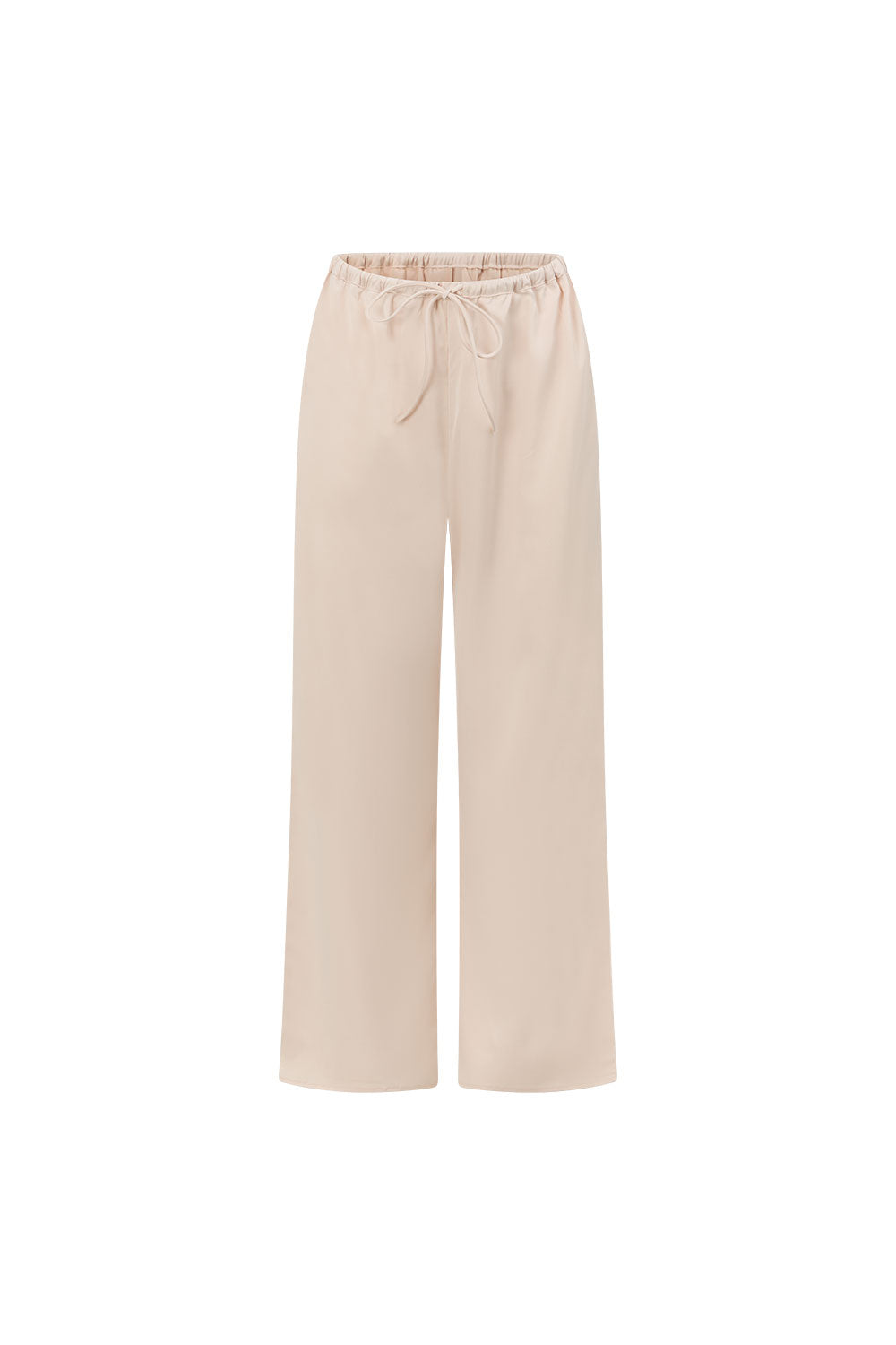 Beige Silky Elastic Drawstring Koda Pants