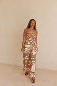 Orange Barossa Print Strapless Torquay Top