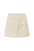 Cream Structured Twin Pocket Wrap Mini Breezy Skort