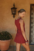 Dusty Red Button Ruched Mini Alchemy Dress
