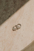 Silver Toned Pearl Huggie Lira Earrings