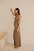 Bridget Split Knit Top - Chocolate Brown