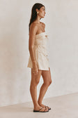 Bandera Strapless Mini Wrap Dress - Beige