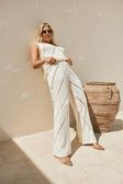 Cream Knit High Waist Ladder Pannel Josiah Pants