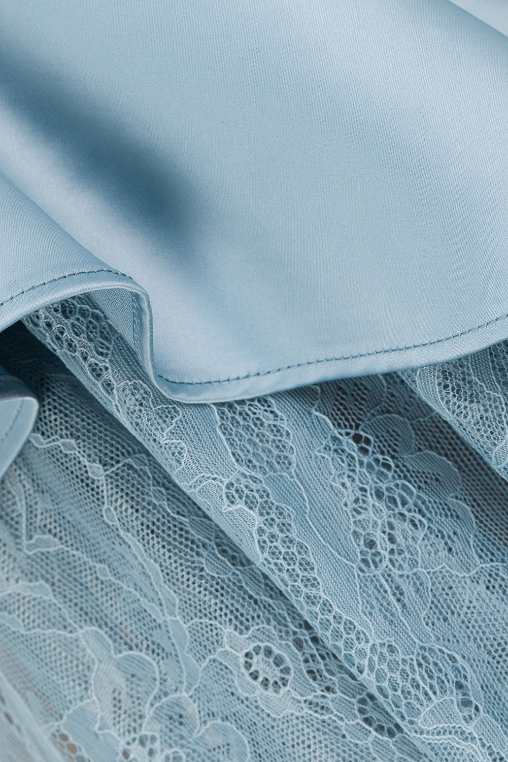 Baby Blue Silky Lace Maxi Dove Dress