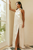 Champagne Scarf Asymmetrical Split Maxi Elise Dress