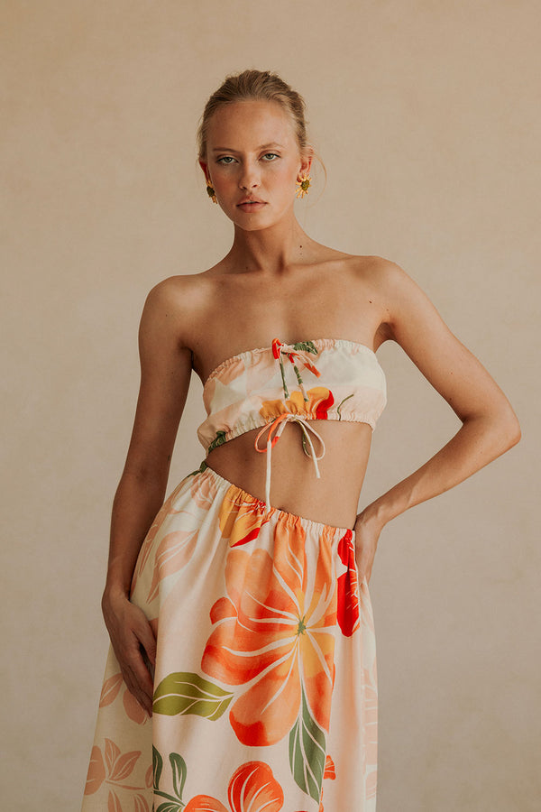 Pink Petal Scarf Tie Cutout Maxi Fei Dress