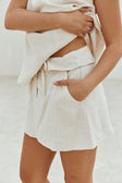 Beige Fold Over Waist Mini Luella Skirt
