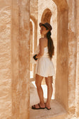 White Cotton Elastic Drawstring Stella Shorts