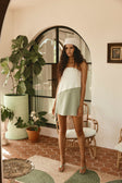 Green and White Two-Tone Strapless Mini Addison Dress