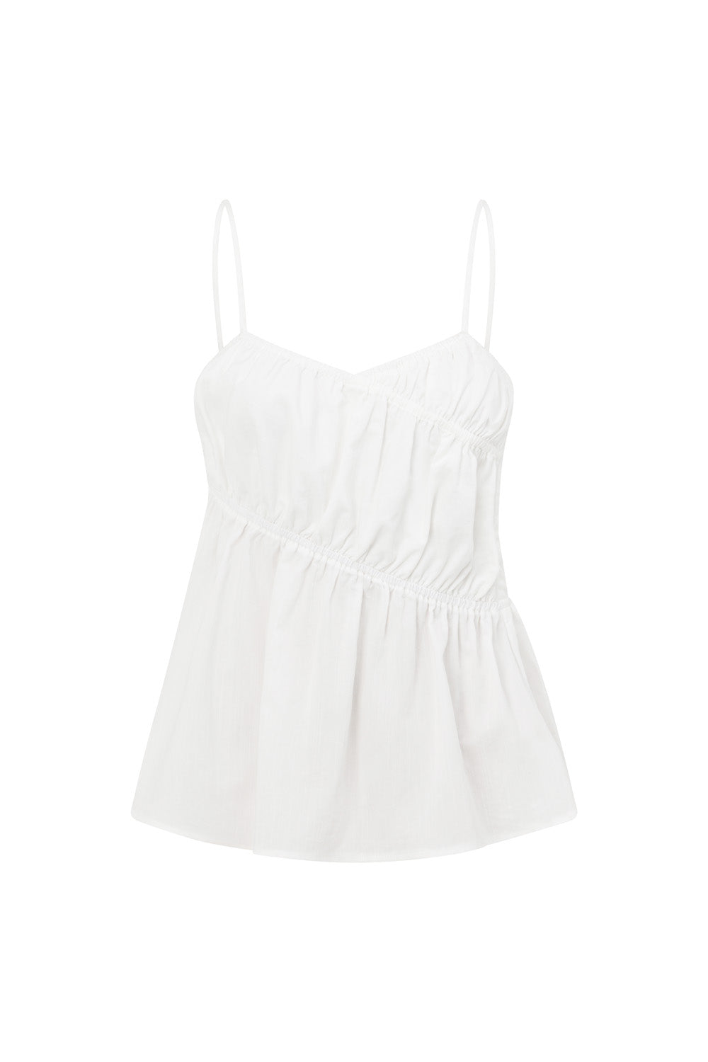 White Thin Strap Ruched Detail Octavia Top