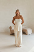Cream Ribbed Strapless Alice Top
