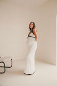 White Knit V Neck Maxi Paragon Dress