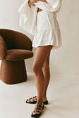 White High Waist Gathered Flounce Panel Luna Shorts