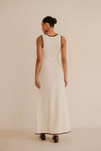 Jazmin V Neckline Tie Maxi Dress - Beige, Brown