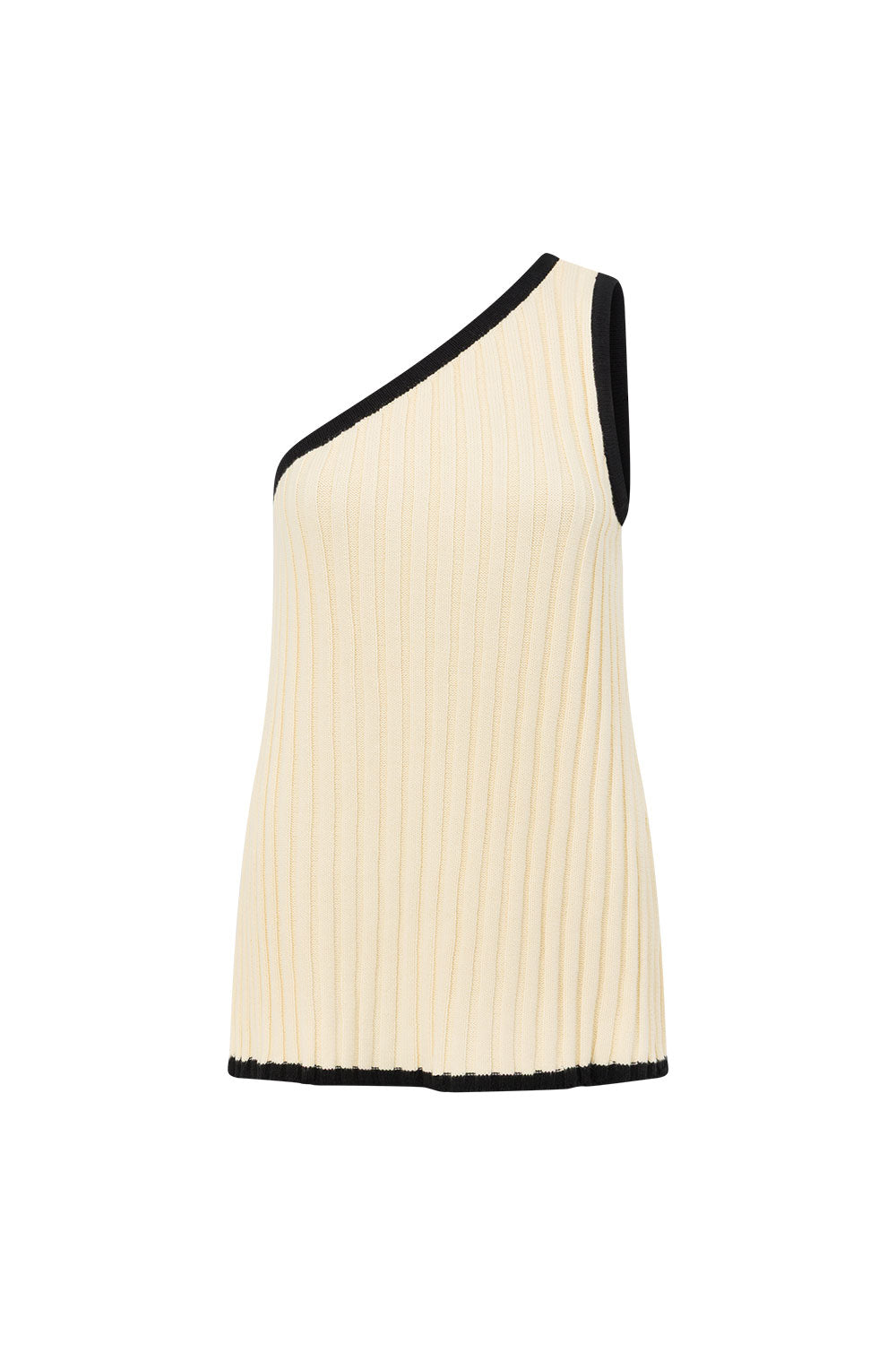 Cream Ribbed One Shoulder Aylani Top