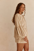 Khaki Gingham Elastic Drawstring Rylia Shorts