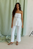 White Wave Knit Strapless Panel Kama Top