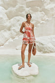 Red Floral Solafleur Print Strapless Hera Playsuit