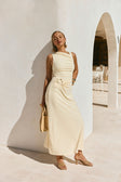 Butter Yellow Gathered Maxi Seraphina Dress