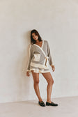 Grey Knit High Waist Wrap Mini Chester Skirt