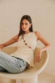 Cream Ribbed Cutout A-Line Bronte Top