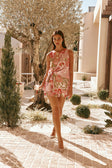 Pink Botanic Patch Floral Print Wrap Kimber Playsuit