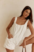 White Cotton Boxy Brita Playsuit