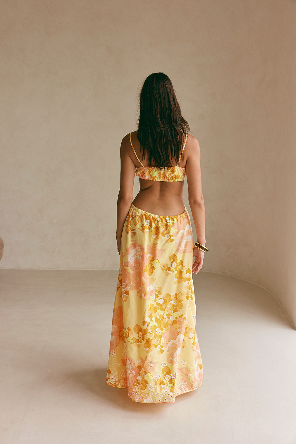 Yellow Breeze Floral Print Strappy Maxi Kaira Dress