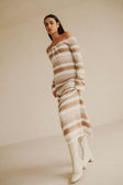 Tameeka Knit Maxi Dress - Stripe White Brown Grey