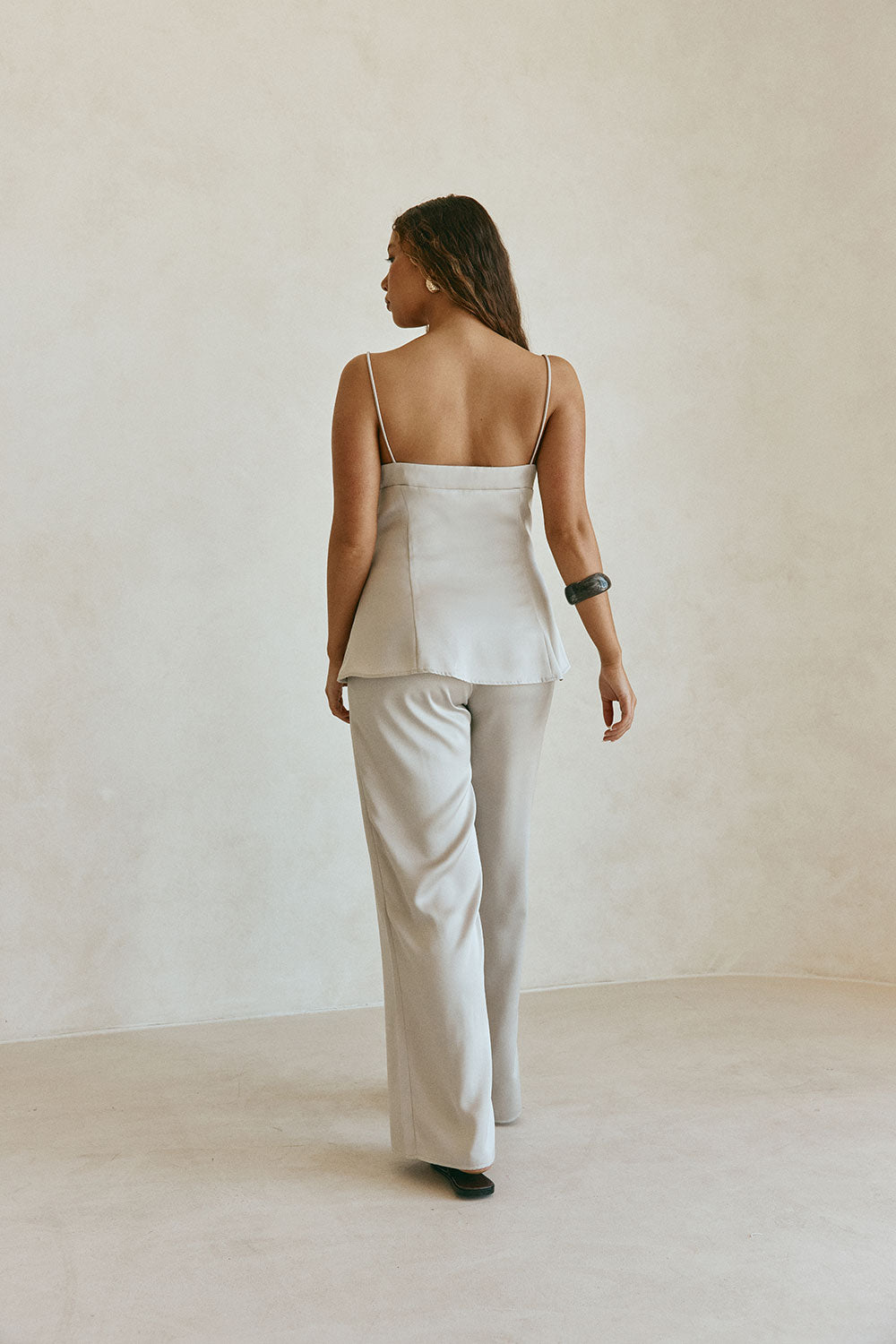 Grey Silky High Waist Relax Lyla Pants