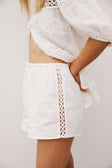 White Lace Elastic Drawstring Lacey Shorts