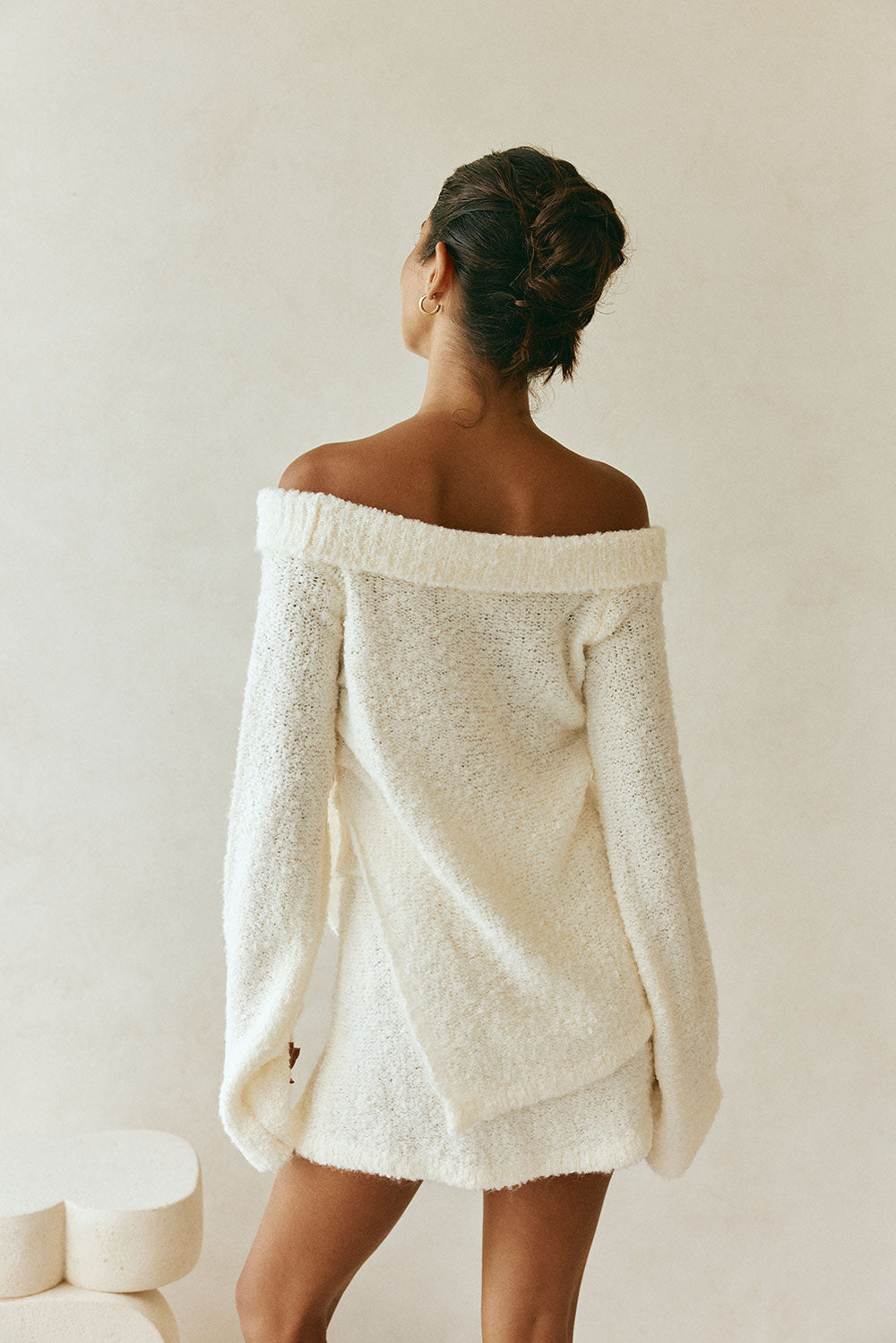 Cream Knit Off Shoulder Long Sleeve Alena Top