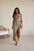 Mushroom Grey Cut Out Wrap Cyprus Top