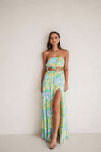 Yellow BLue Floral Dream Maxi Lili Dress