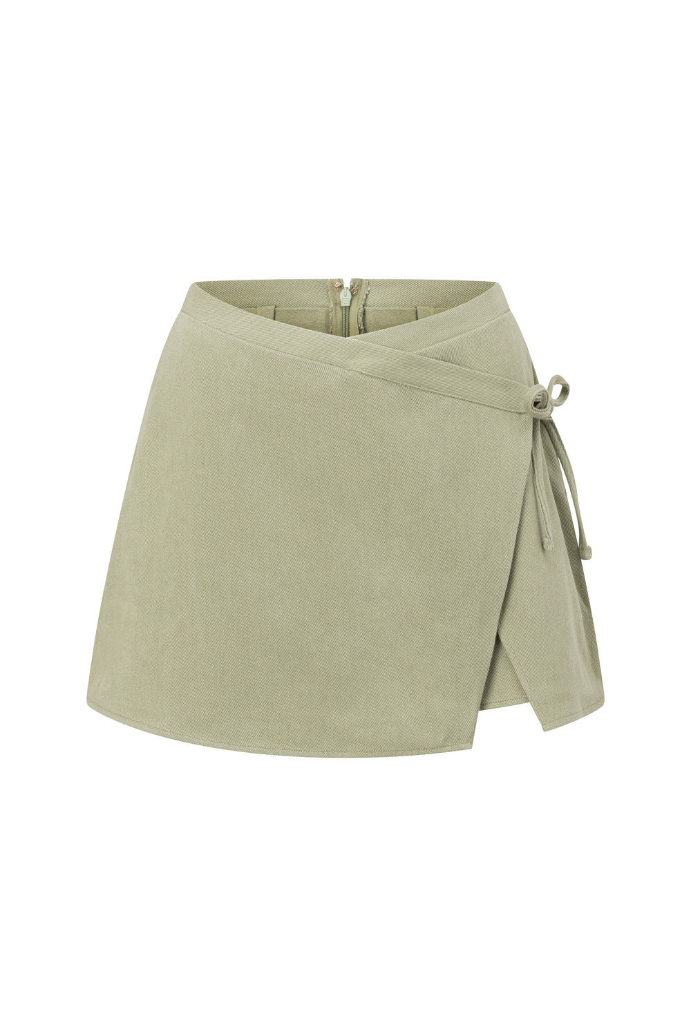 Sage Green Asymmetric Wrap Mini Rocio Skort