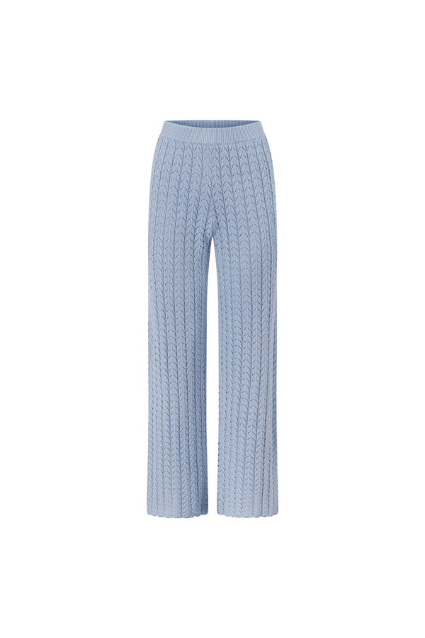 Blue Pointelle Knit High Waist Athena Pants