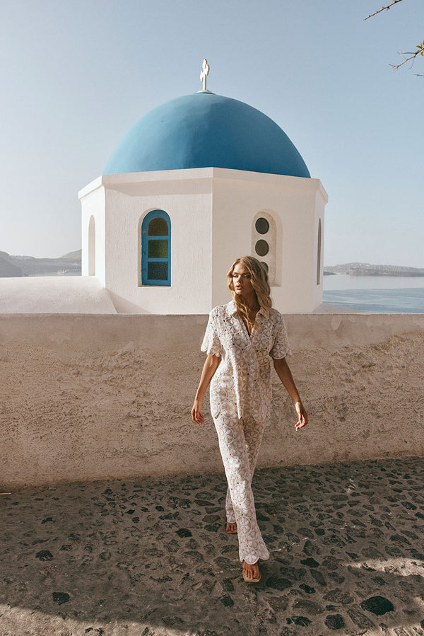 Kalila Crochet Pants - Ivory White Beige