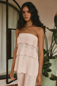 Blush Pink Crochet Knit Strapless Panel Kama Top