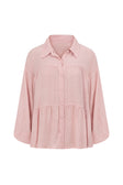 Blush Pink Long Sleeve Button Up Panel Huxley Top