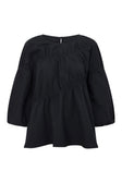 Black Long Sleeve Panelled Flounce Akel Top
