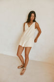 Peach Boxy V Neck Scooped Back Pocket Coda Playsuit