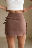 Chocolate Brown Tie Mini Luna Skirt